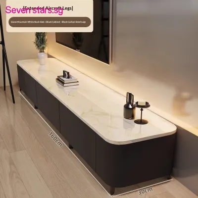 Space-Saving Corner TV Console Solid Rubberwood with Sintered Stone Countertop Italian Modern Design Fully Assembled Living Room Cabinet for Small Space