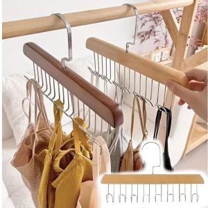 JBox# 8 Hooks Non-Slip Solid Wood Hanger Woman Bra Hanger Man Belt Tie Hanger Clothes Hanger Rack holder