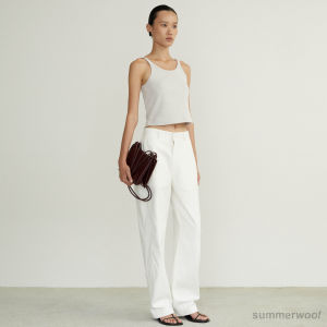 SUMMERWOOL – Jaye Pants: Off-White Straight Leg Trousers กางเกงขายาวสีขาว ทรงตรง