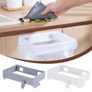 Foldable Garbage Bag Holder Wall Mounted Snap-on Trash Bag Support Rack Household Detachable Hanging Trash Bag Shelf