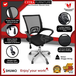 Kursi Putar gas | Kursi kantor jaring | Kursi staff - Hitam
