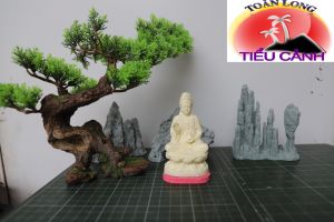 Tượng phật quan âm phật a di đà ngồi tòa sen cao 20cm  trang trí nhà cửa cây cảnh bể cá sân vườn để bàn làm việc trên ô tô bon sai ghép lũa...