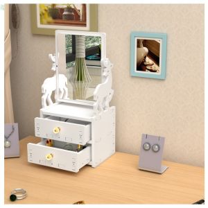 SALEล้างสต๊อกกระจกแต่งหน้า โต๊ะแต่งหน้า แถมดินสอเขียนคิ้ว ชั้นวางเครื่องสำอางกล่องเก็บเอนกประสงค์แบบมีลิ้นชัก ชั้นวางเครื่องสำอางกรณีเครื่องสำอางกระจกบานใหญ่