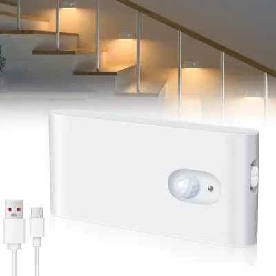 SPRISE Motion Sensor Night Light Rechargeable Stair Lights Indoor Warm White Magnetic LED Touch Lamp for Hallway Stairway Bathroom