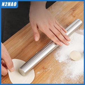 N2HAO Stainless Steel Rolling Pin Kitchen Utensils Dough Roller Bake Pizza Noodles Cookie Dumplings Making Non-stick Baking Tool