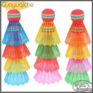 【Guoyuqiche】 12 PCS cầu lông EVA cầu vồng bóng Đầu nylon lông cầu lông cho trò chơi thể thao