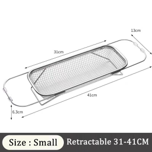 Drain Basket for kitchen sink dish drying rack 304 stainless steel strainer kitchen sink organizer vegetables fruits washing basket Tableware Drainer Holder Adjustable retractable Multifunction Storage Rack Drying Holder Kitchen Water Filter Rack