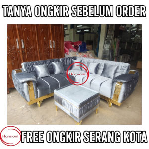 SOFA L KERUT KAKI BESI BANTAL 5 FULL BUSA FREE ONGKIR SERANG KOTA