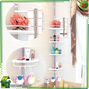 HOMECARE PH. Stainless Steel Bathroom Pole Storage Adjustable Multi Corner Shower Caddy