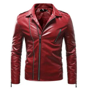 Mens windproof PU leather biker jacket casual overcoat male tops outerwear red brown blue black S-4XL 5XL new 2024