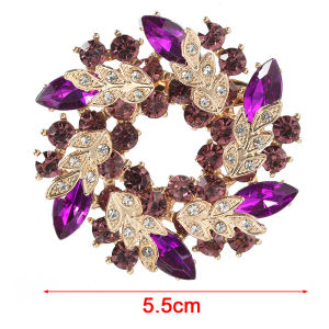 [haoh] Women Brooches Scarf Bling Bling Rhinestone Flower Brooch Pins