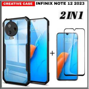 PROMO PAKET 2 IN 1 CASE INFINIX SMART 8 2023 / ZERO 5G 2023 / HOT 30 / SMART 7 / HOT 30I / HOT 20 5G / NOTE 12 2023 / HOT 12 PRO / NFC 2022 Ultra Slim Shockproof Transparent Premium Softcase Anti Fall