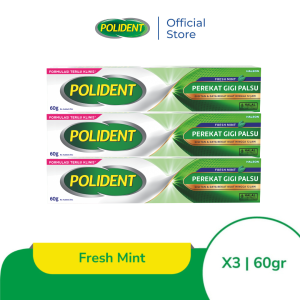Polident Perekat Gigi Tiruan Fresh Mint 3x60g [TRIPLEPACK]
