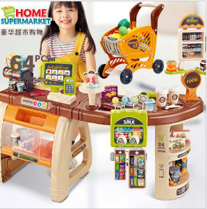 65pcs Home Supermarket Grocery Shop Pretend Play With Trolley & Items ( FAST DELIVERY )