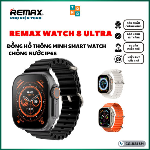 Đồng hồ thông minh smart watch Remax Watch 8 Ultra theo dõi sức khoẻ - kiểu dáng mạnh mẽ / chống nước IP68/ cảm ứng