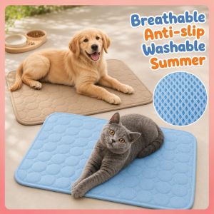 Pet Cooling Mat Breathable Washable Skin Friendly Summer Sleep Pad For Puppy Cats Dogs Home Car Patio Use