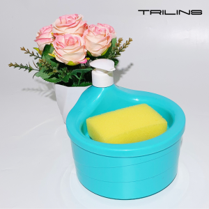 TEMPAT SABUN BUAT 1000ML + Spons Cuci Piring (2in1) Dispenser Sabun Cair Botol Soap Pump Wadah Sunlight Viral MR.DIY Unik Murah