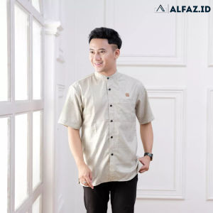 Alfaz - Koko Lengan Pendek Polos Warna Sage Pria Dewasa