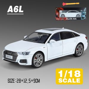 1:18 Audi A6L Metal Alloy Toys Car Model Diecast Vehicle For Boys Kids Simulation Sound Light Effect Gift Hobbies Collection Vivian