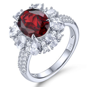 Lohaspie Jewelry Pure 6.5 Carats Ring Silver 925 Original Sale Natural Amethyst Blue Topaz Garnet Ring Real Gem Stone Ring 925 Silver Ring With Stone Wedding Ring For Women Jewelry
