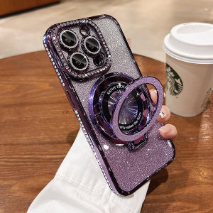 [ready]Case iPhone 15 14 13 12 iPhone 11 TPU Silikon Desain penuh gaya tahan guncangan bunga pelangi Dengan berlian dengan berdiri iPhone14 Casing