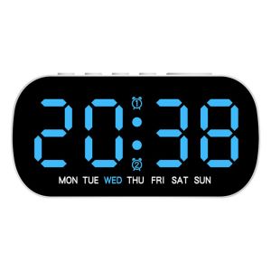 KNQ12 Large Display Digital Alarm Clock Temperature Display 5 Levels Brightness LED Digital Clock Portable Two Sets Alarms Electronic Alarm Clock Date Display