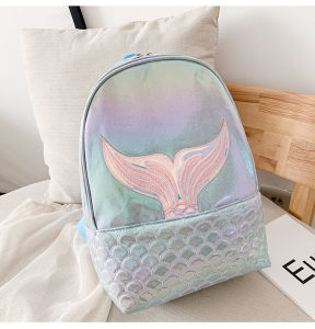 Local 2-3 Days Delivery Girls Casual Bling Mermaid Backpack  Teenage Shiny Multipurpose Printed School Bag