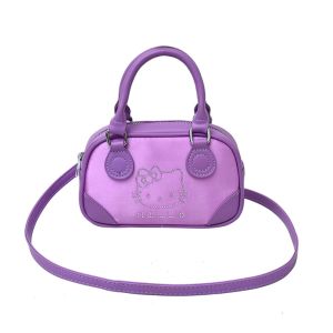 DINAH น่ารักน่ารักๆ กระเป๋าถือคิตตี้ บอสตัน พลอยเทียมประกาย กระเป๋าโท้ทแมว KT ของใหม่ หนังพียู กระเป๋าข้ามร่างกาย กิจกรรมกลางแจ้งกลางแจ้ง