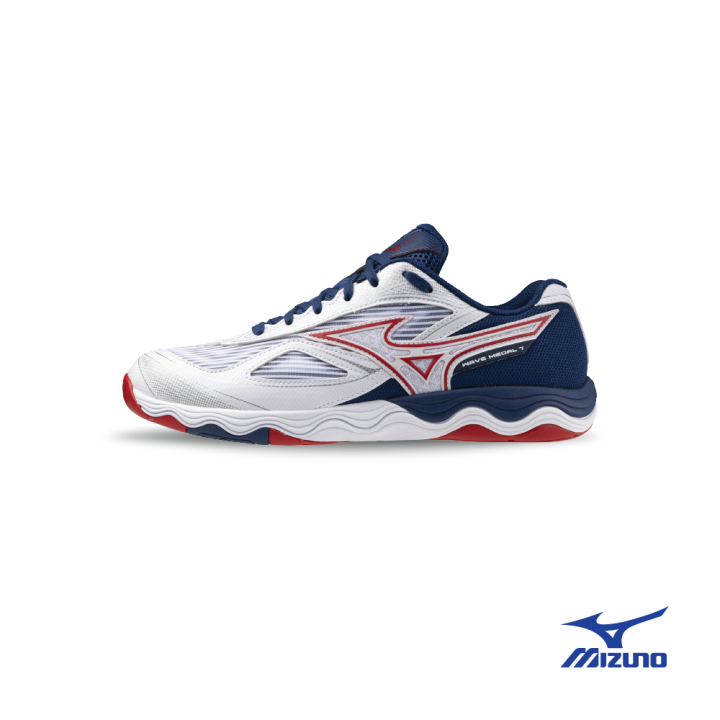 Mizuno Unisex Wave Medal Wide Table Tennis Shoes In White Navy