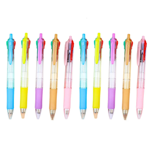 10pcs 4 Colors Multicolor Ballpoint Pen 1.0mm Multicoloured Pen Retractable Ballpoint Pen for School