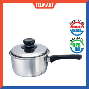 TELMART Induction Compatible Stainless Steel Saucepan with Bakelite Handle and Heat-Resistant Lid