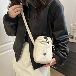 DINAH Màu sắc đồng nhất Túi đeo chéo mini bằng nylon Đa chức năng Khóa kéo Túi vuông nhỏ có dây rút Di động Siêu nhẹ Túi đựng chai nước Người phụ nữ