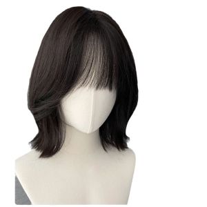 Wig womens new fashion short hair tail eversion short curly hair air bangs age reduction simulated hair full headgear