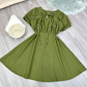 Đầm thiết kế bigsize nữ có dây thắt nơ xinh xắn chất vải cotton lạnh mềm mại dáng A -DTK9