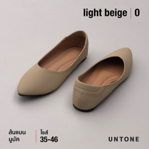 รองเท้าคัชชู หัวแหลม ส้นแบน ไซส์ใหญ่ 35-46 สีดำ ผ้านูบัค [ Black 0 ] UNTONE AP00N