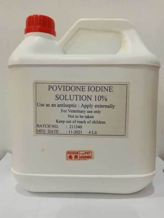 Povidone Iodine solution 10% for animals (4 Liter) Liter