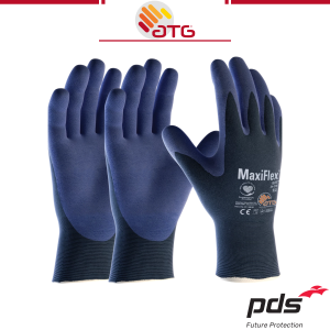[2 PAIRS] ATG MaxiFlex Elite 34-274 Lightweight Safety Gloves Navy