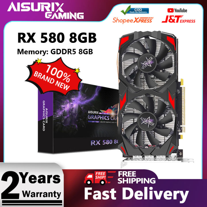 AISURIX 100 New AMD RX 580 8GB GDDR5 2048sp Video Card 256Bit Graphics ...