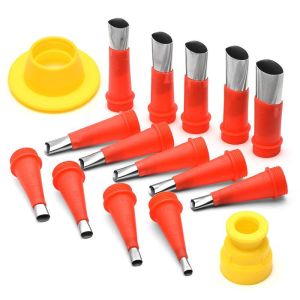 Bộ vòi inox đi bơm keo bộ 14 vòi inox bơm keo silicon keo bê tông ( tặng lọ mỡ )