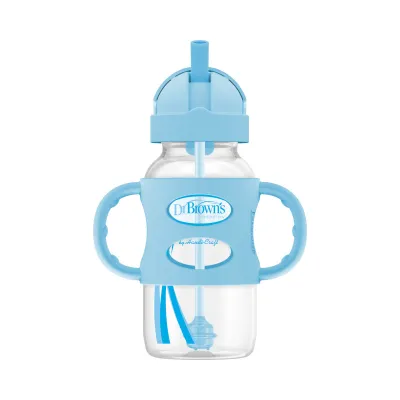Dr. Browns Training Cup 9oz/270ml Wide-neck Sippy Straw Cup with Silicone Handles (6m+)