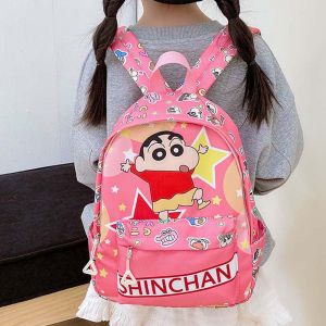 RENJE Large Capacity Crayon Shin-chan Backpack Japanese Style Kawaii Children Anime Printed Bag Daypack Tōru Cartoon School Bag Girls