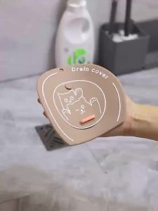 Cute Hello Cat 2 in 1 Silicone Floor Drain Cover Anti Odor Sewer Drain Stopper Bathroom Drain Seal Pad for Preventing Backflow Odor & Insects