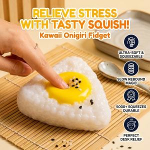 JMY Egg Yolk Rice Ball Squishy Toy Cute Kawaii Decompression Anti Stress Squeeze Toy Soft Slow Rising Novelty Fun Kids Adults Stress Relief