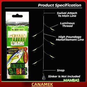Miễn phí vận chuyển✨ Trắng cá da Biomimetic Chuỗi móc Aji móc Angler móc ngư cụ