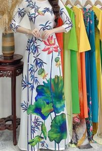 Bộ áo Dài lụa Nhật truyền thống in họa tiết 3D (nhiều mẫu)