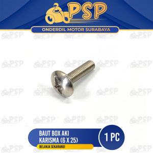 Baut Box Aki Karisma 6x25 (Harga Per 1 PCS) - Baud Kempol Payung Polos Accu M6 Drat 6mm Panjang 25mm