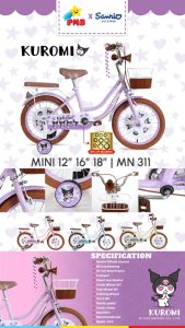 Sepeda Mini Anak Perempuan PMB Mortein MN311 Karakter Kuromi 12 16 18 x 2.125 Inch Ban Pompa