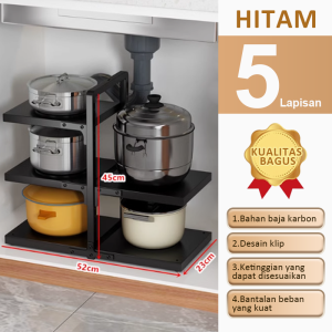 [COD]Rak Dapur Stainless Steel Rak Mount Panci Dapur Susun Rak Bawah Wastafel