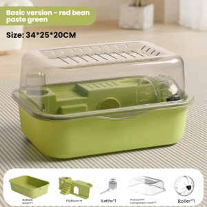 Hamster Cage Double clear pet cage panoramic view cage Hamsters Cage with Running Wheel Water