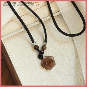 CISWGE Chinese Style Fashion Retro Braided Rope Necklace Butterfly Flower Moon Safety Lock Pendant Necklace For Women Vintage Jewelry